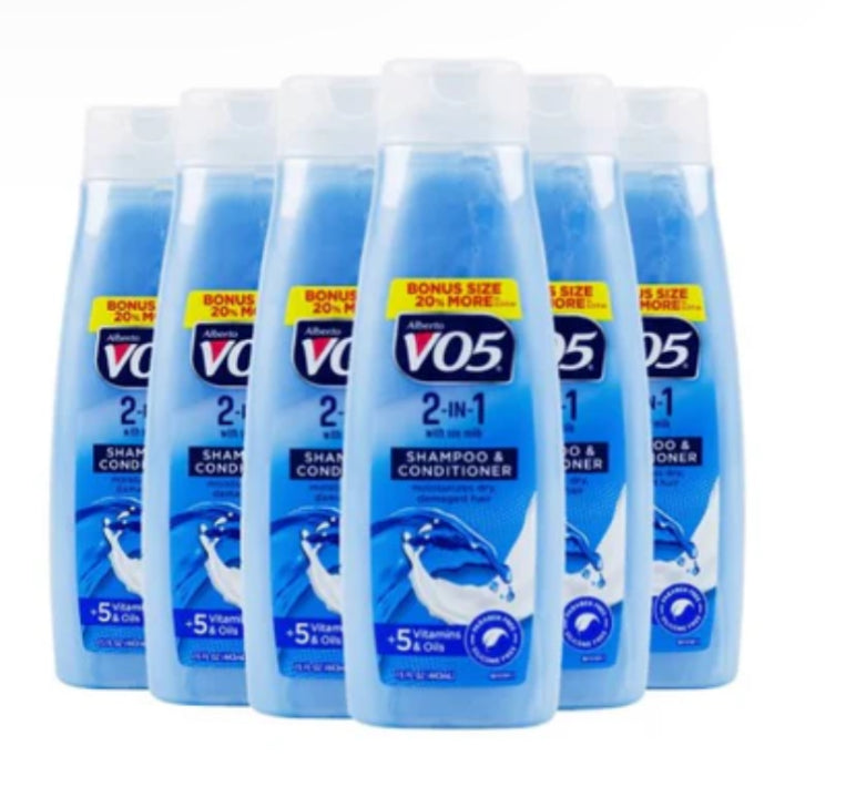VO5 2-IN-1 MOISTURIZING SHAMPOO + CONDITIONER-15oz/6pk - A1 WHOLESALE LLC