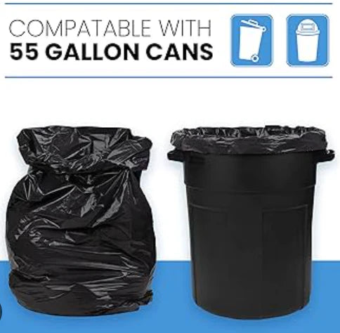 100ct-Large 55-60 Gallon Heavy Duty Trash Can Bags - A1 WHOLESALE LLC