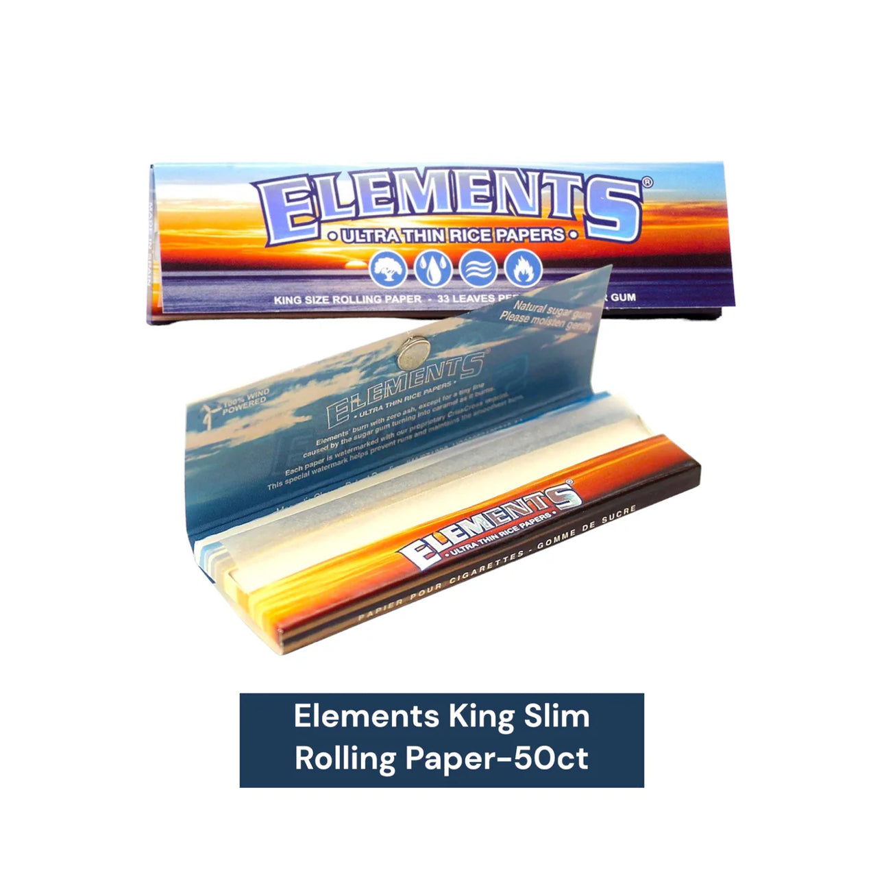 Elements Rolling Paper King Slim 50ct - A1 WHOLESALE LLC