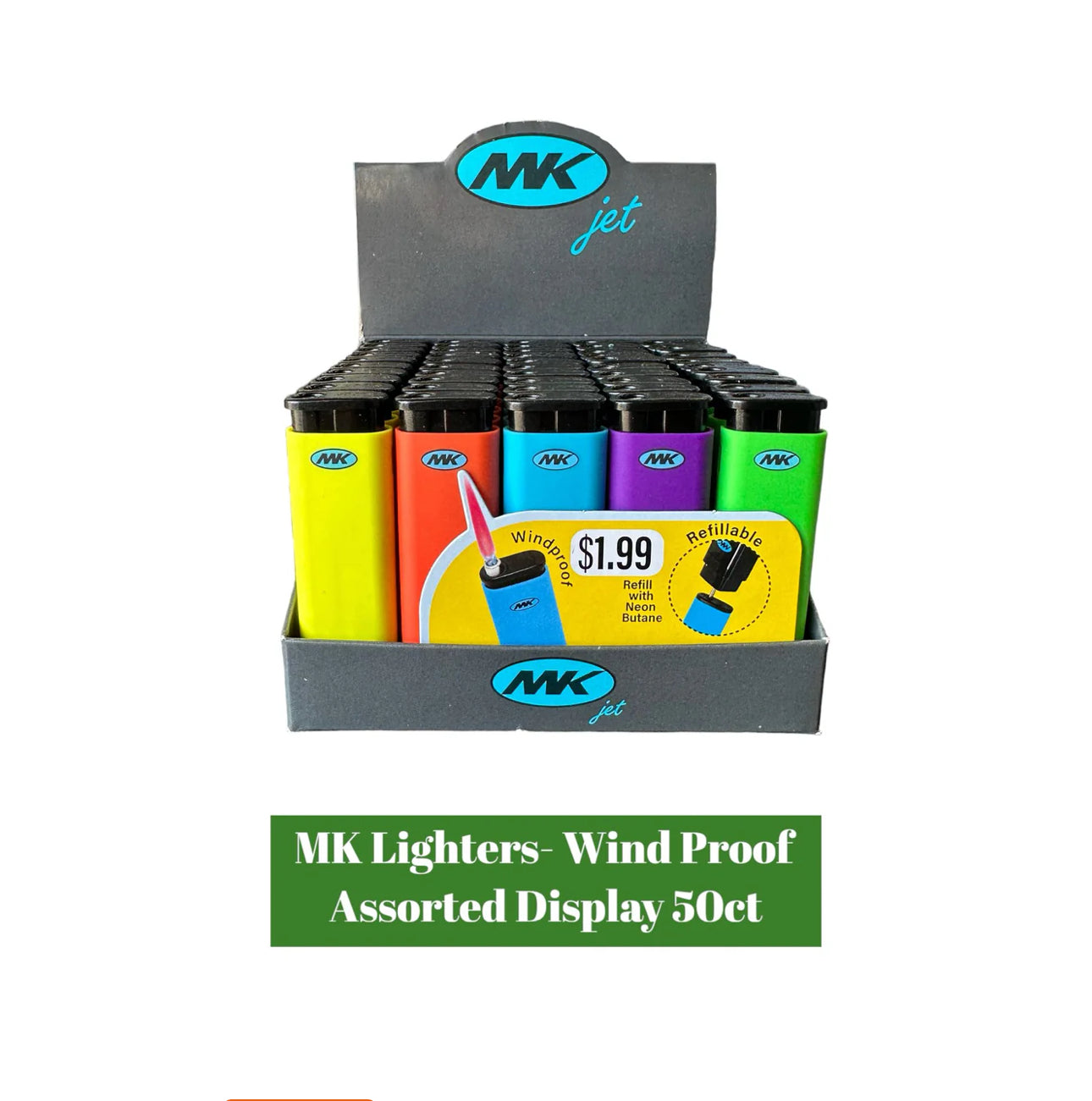 MK Jet Lighter Windproof Assorted 50ct - A1 WHOLESALE LLC