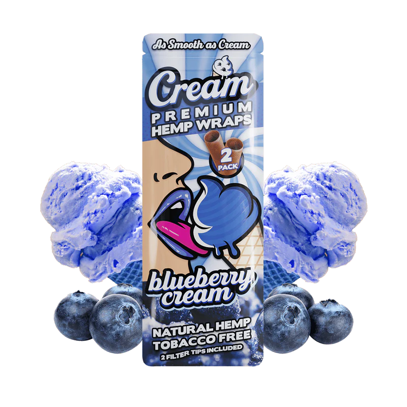 Cream Hemp Wraps Blueberry Cream 25ct - A1 WHOLESALE LLC