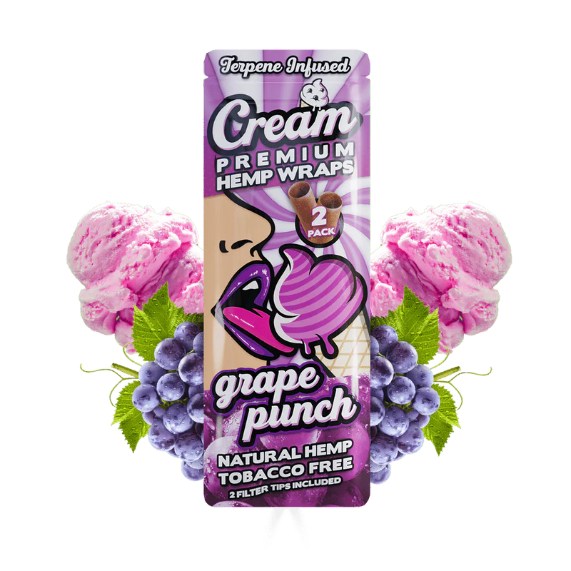 Cream Hemp Wraps Grape Punch 25ct - A1 WHOLESALE LLC
