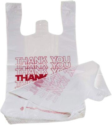 White “Thank You” T-Shirt Carry-Out Bags - 1000 Pack - A1 WHOLESALE LLC