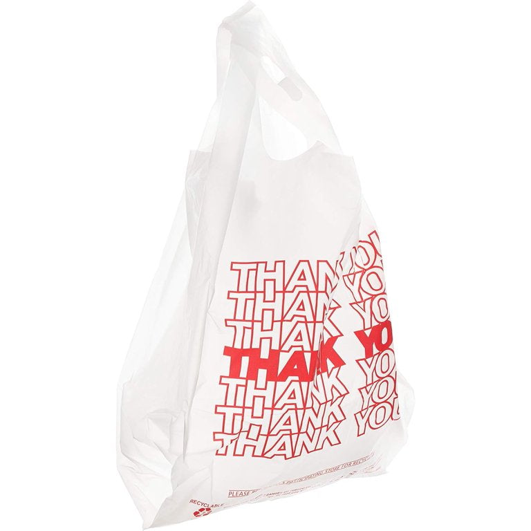 White “Thank You” T-Shirt Carry-Out Bags - 1000 Pack - A1 WHOLESALE LLC