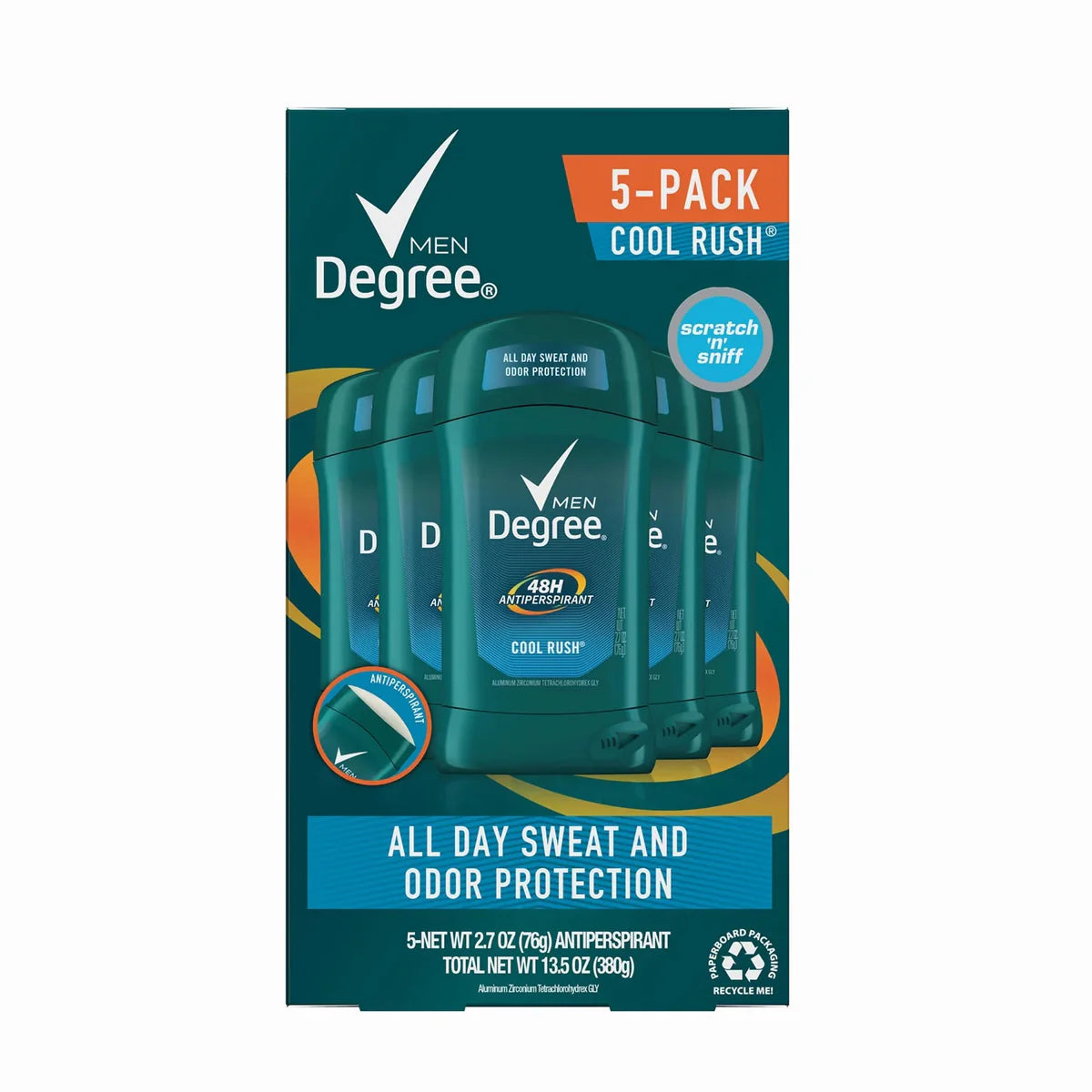 Degree Men Dry Protection Anti-Perspirant, Cool Rush - 2.7oz/5pk - A1 WHOLESALE LLC