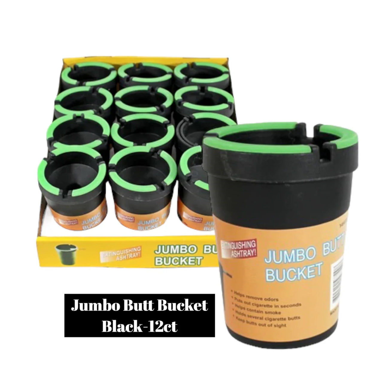 Bucket Ashtray black / assorted- 12ct - A1 WHOLESALE LLC