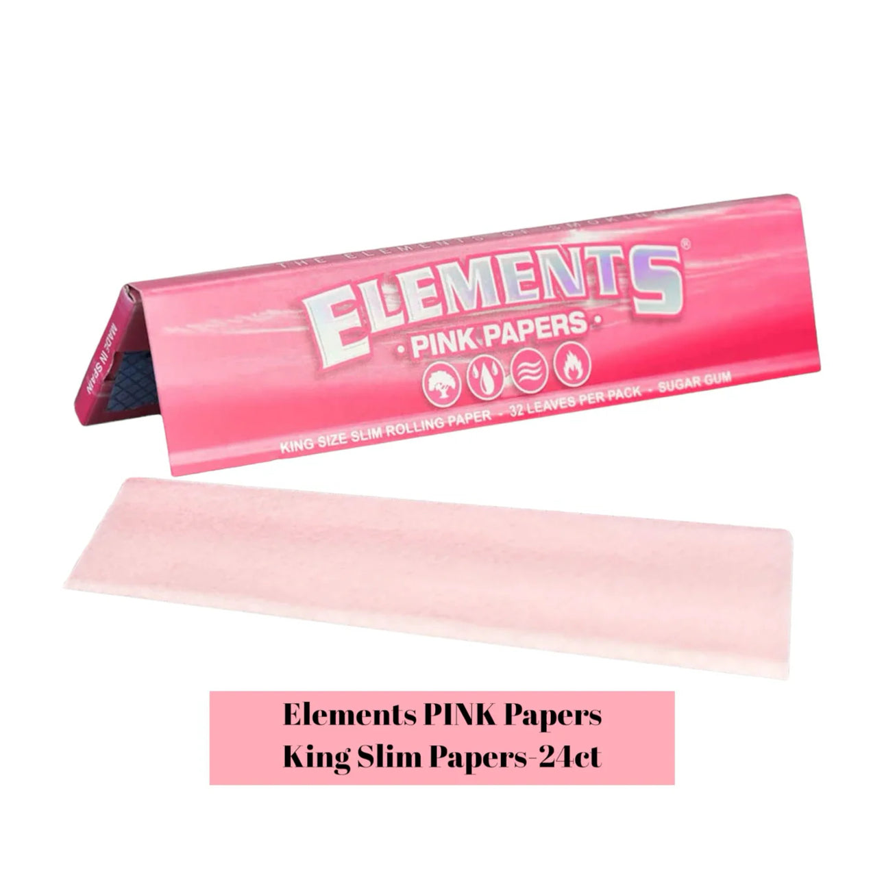Elements Rolling Paper Pink King Slim 50ct - A1 WHOLESALE LLC