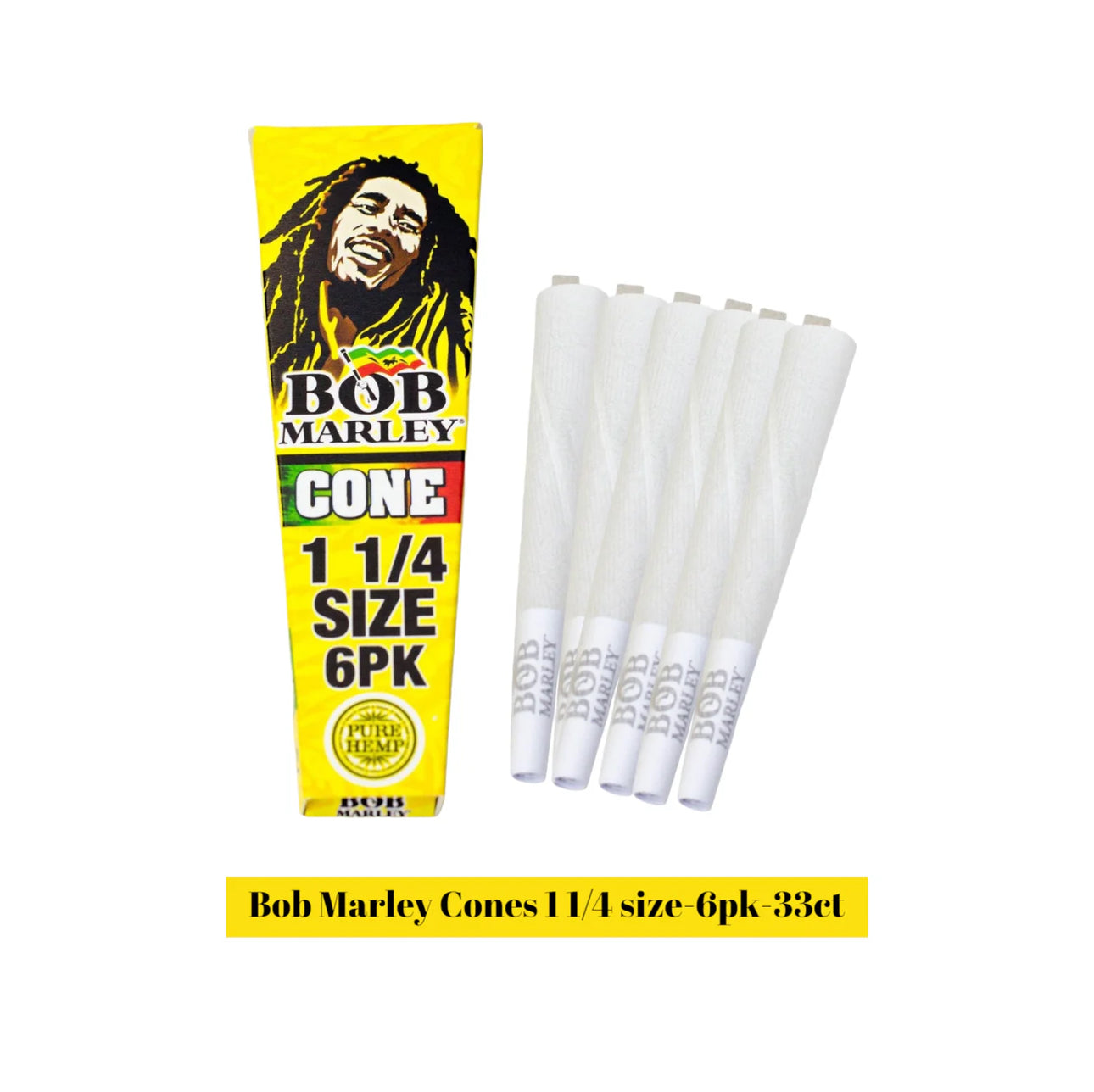 Bob Marley 11/4 Cone 6pk- 33ct - A1 WHOLESALE LLC