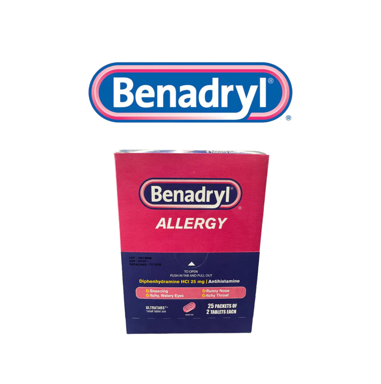 Benadryl Allergy Tablet 2pk- 25ct - A1 WHOLESALE LLC