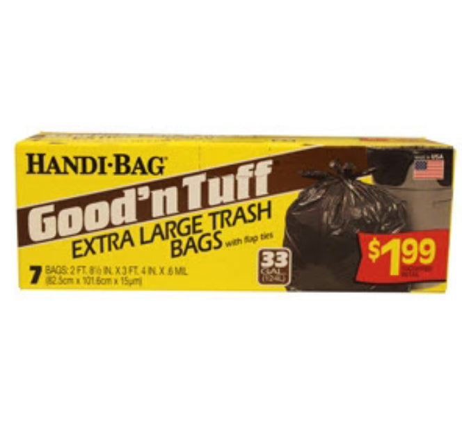 GOOD'N TUFF-BAGS Flap Extra LG Trash 33gal - 7ct/12pk - A1 WHOLESALE LLC