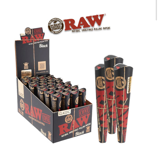 Raw Black Cone Classic King 3pk-32ct - A1 WHOLESALE LLC