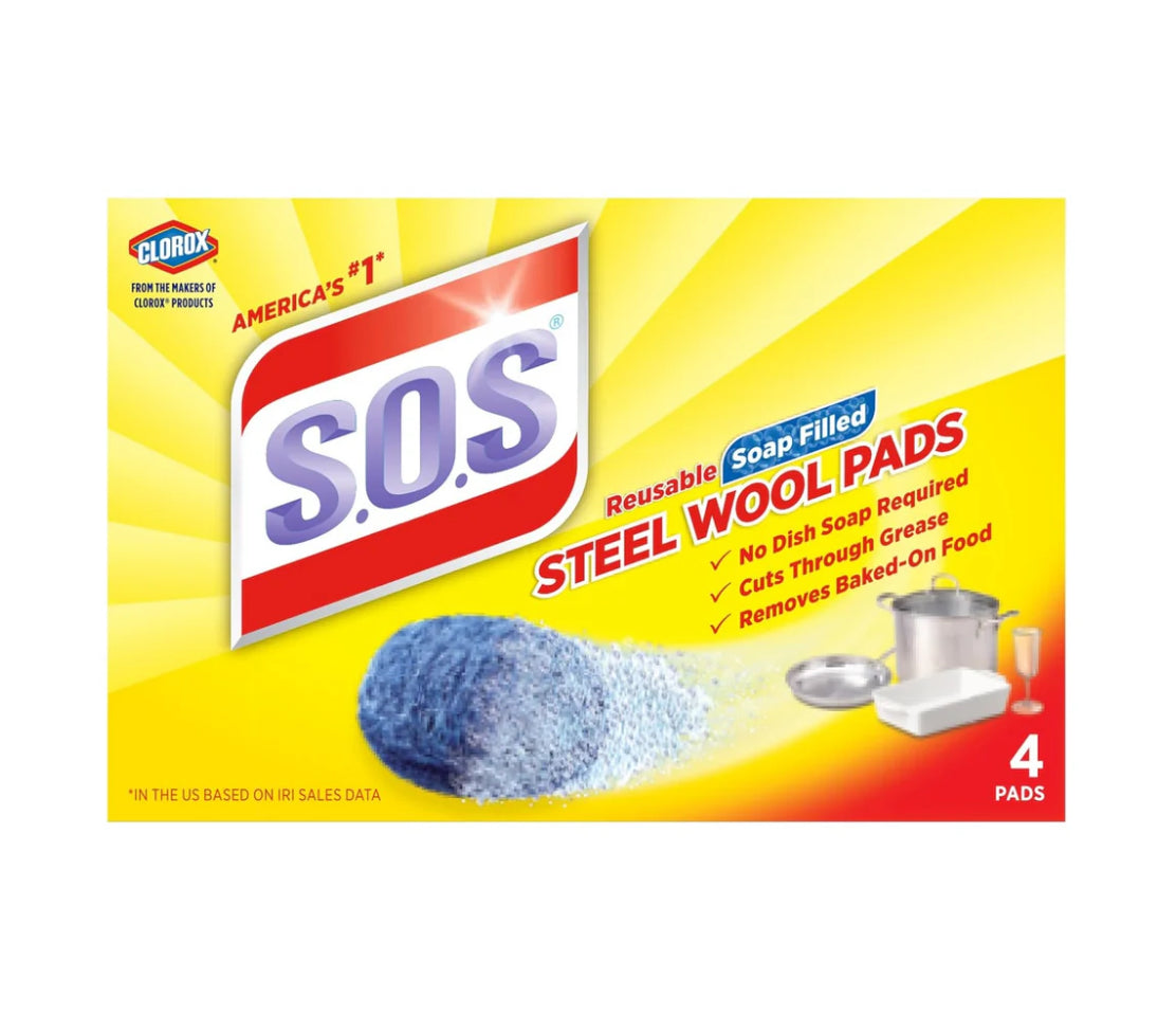 S.O.S. Steel Wool Soap Pads - 4ct/24pk - A1 WHOLESALE LLC