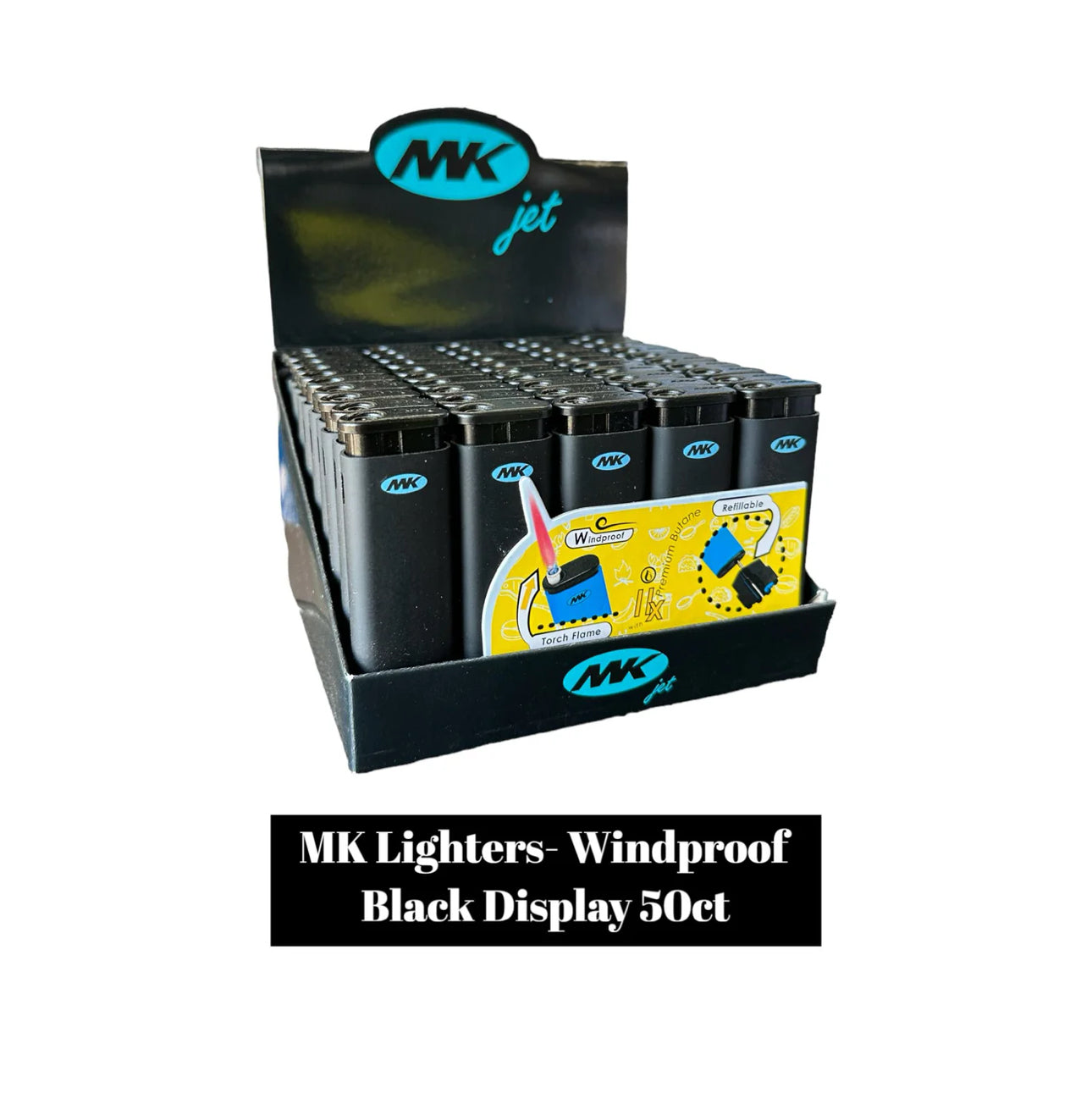 The MK Jet Lighter Windproof Black edition 50ct - A1 WHOLESALE LLC