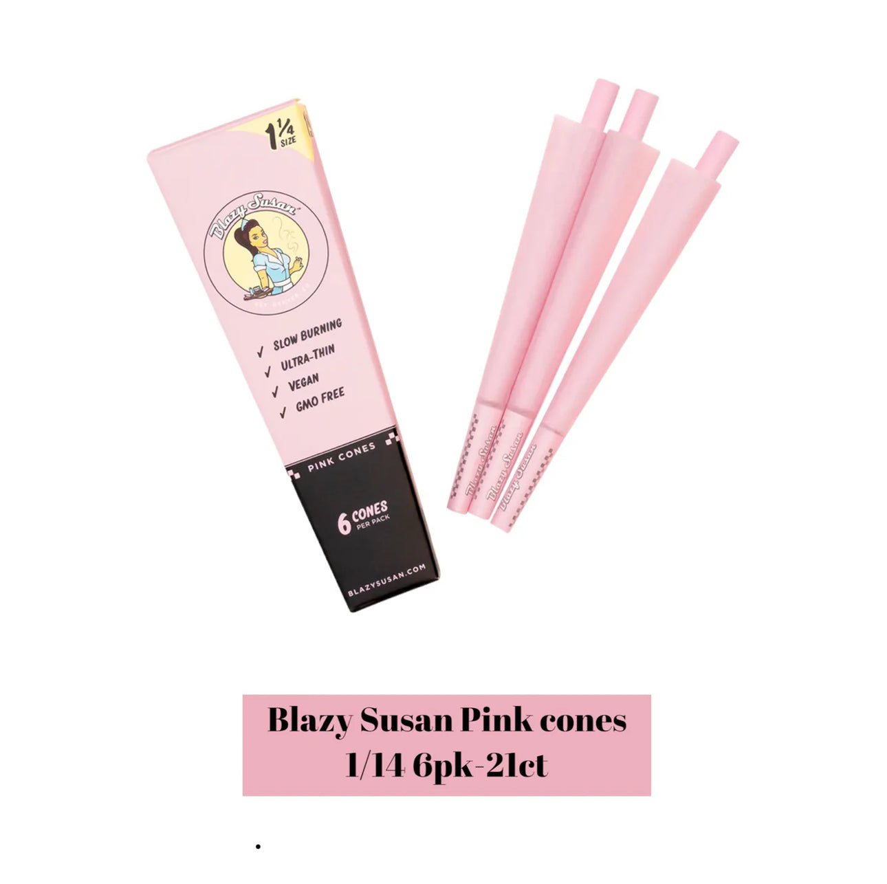 BLAZY SUSAN PINK CONES 1 1/4 21CT - 6pk - A1 WHOLESALE LLC