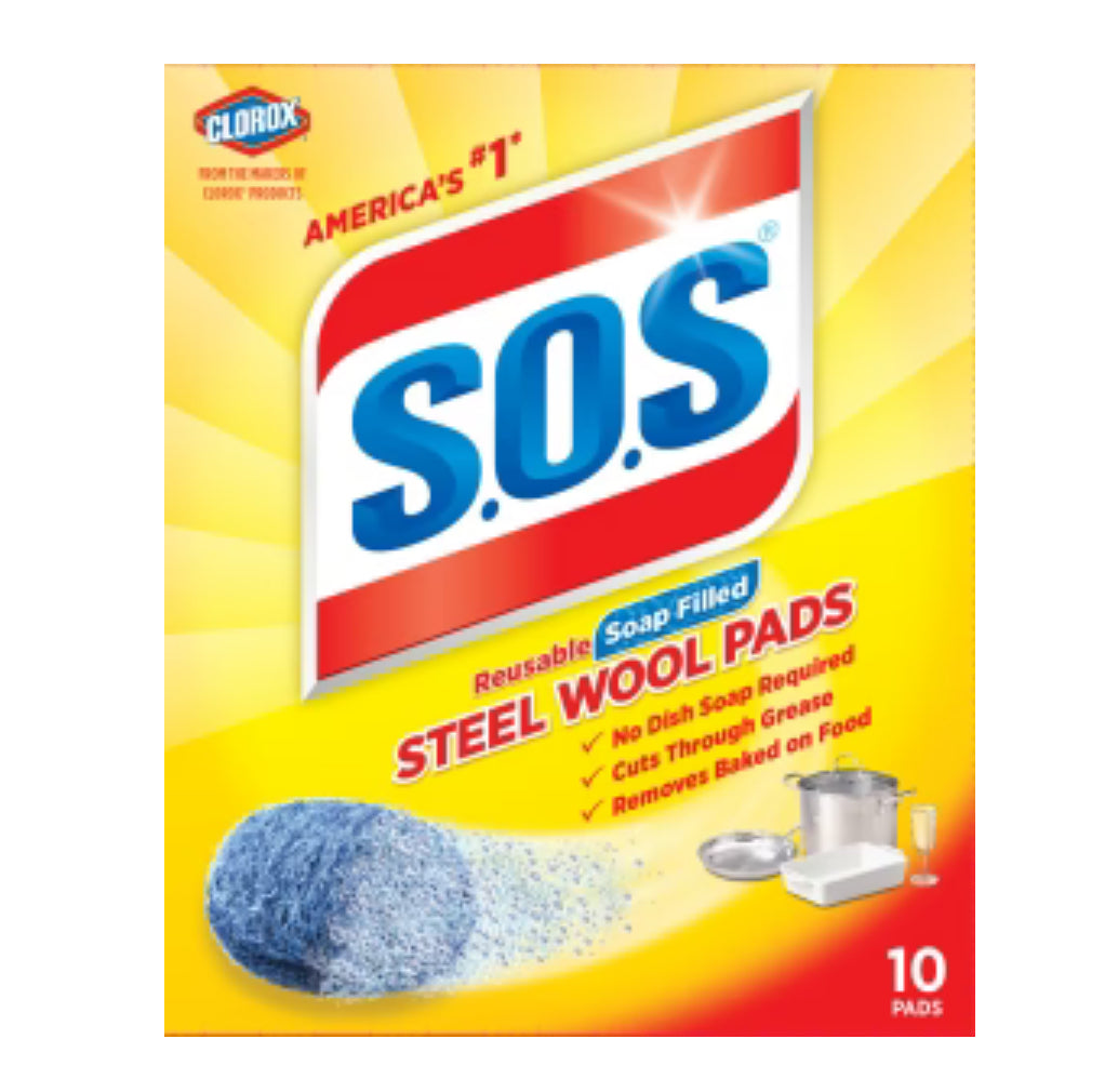 S.O.S. Steel Wool Soap Pads -10ct/6pk - A1 WHOLESALE LLC