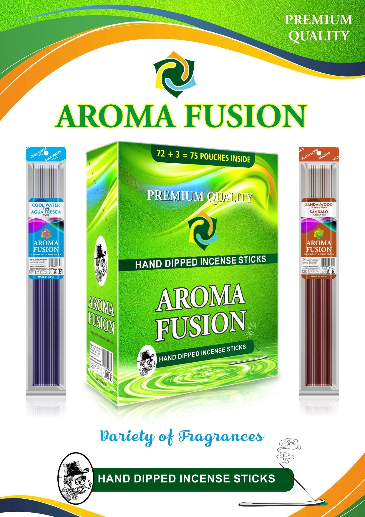 Aroma Fusion Incense 75pk of 3ct - A1 WHOLESALE LLC