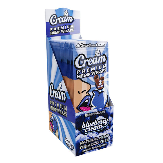 Cream Hemp Wraps Blueberry Cream 25ct - A1 WHOLESALE LLC