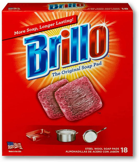 Brillo Steel Wool Soap Pads Red - 18ct/12pk - A1 WHOLESALE LLC