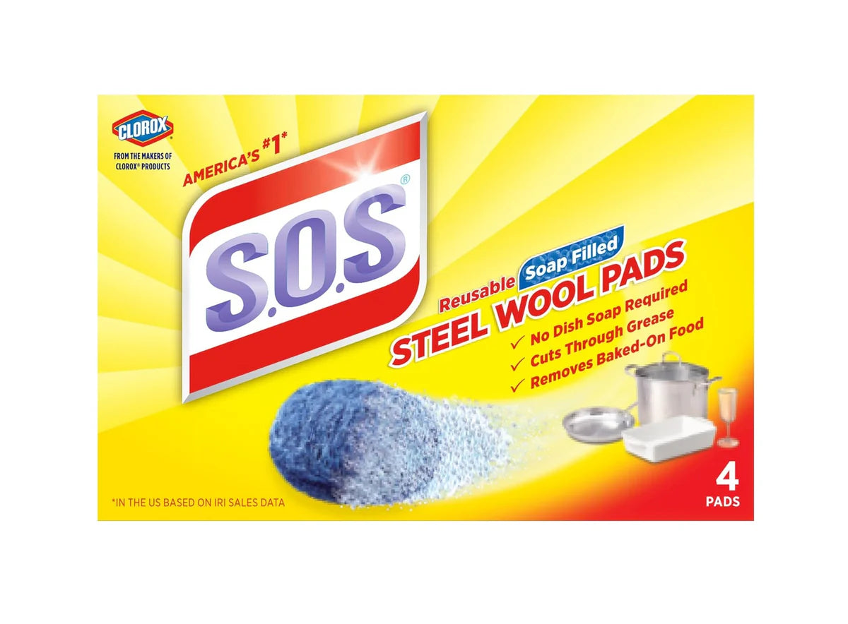 S.O.S. Steel Wool Soap Pads - 4ct/24pk - A1 WHOLESALE LLC