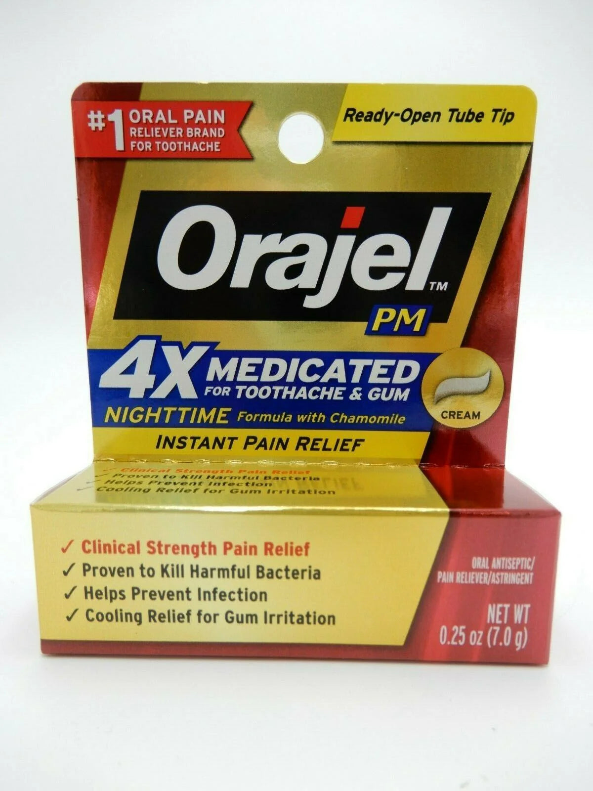 Orajel 4X Medicated PM For Toothache and Gum Cream - 0.25oz/24pk - A1 WHOLESALE LLC